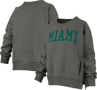 Pressbox Womens Pressbox Charcoal Miami Hurricanes Pocketed Raglan Pullover Sweatshirt at Nordstrom, Size X-Large