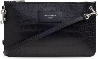 Dolce & Gabbana Borsa a spalla con effetto coccodrillo goffrato - Nero