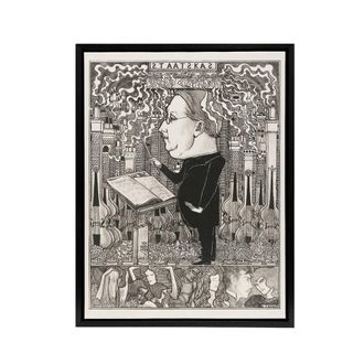 Artery8 Conductor Violins Smoking Chimneys Framed Canvas Wall Art Print Toorop in Black | Size: W24 x H32