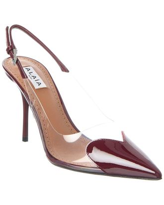 Alaia Ala&iuml;a Le Coeur Patent & Vinyl Slingback Pump