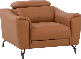 Beliani Sill&oacute;n En Piel Marr&oacute;n Dorado Reposacabezas Ajustables Estilo Retro Narwik