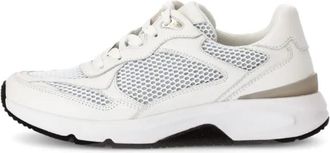 Gabor Rolling Soft Sneaker Wit/Zilver - Dames - Sneakers - Wit - 38 EU - Leer - Schoenen