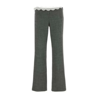 Magda Butrym Straight Trousers, female, Gray, Size: XS Mid-rise Wool Straight Pants
