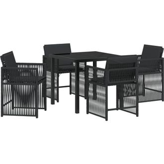 vidaXL Conjunto De Comedor De Jard&iacute;n 5 Pcs Negro Rat&aacute;n Sint&eacute;tico Vidaxl