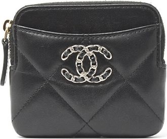 Chanel Matelasse Black Leather Coin Purse/Coin Case (Pre-Owned)