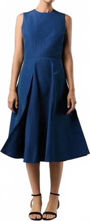 Ann Mashburn Arielle Dress In Petrol Nylon Faille