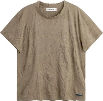 Our Legacy Olive Crinkle Jersey T-Shirt - Heren - T-shirts - Bruin - M - Tops