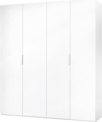 Dmora Guardaroba, Armadio per camera da letto a 4 ante battenti, Mobile con 2 ripiani e barra appendiabiti, cm 180x52h200, Bianco