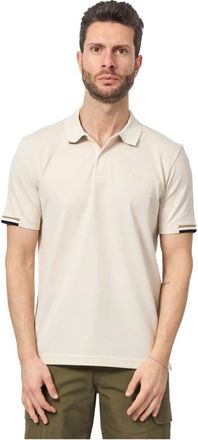 HUGO BOSS Tops, Heren, Wit, XL, Katoen, Witte Polo Shirt met Iconische Strepen