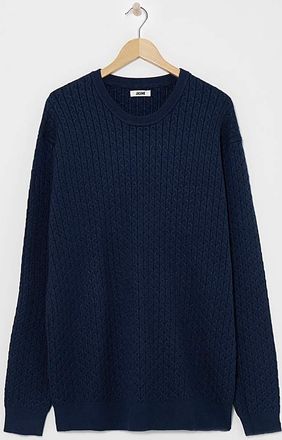 Jacamo Navy Soft Touch Cable Crew Neck Jumper
