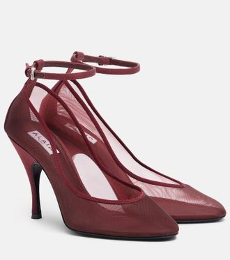 Alaia Ala&iuml;a Grosgrain-trimmed mesh pumps