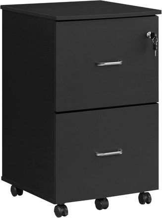 Vasagle Armario archivador de 2 cajones con cerradura de color negro