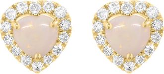 Effy Opal Heart & Diamond Halo Stud Earrings in White at Nordstrom Rack