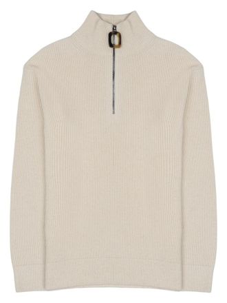 J.W.Anderson Ribbed Knit Pullover With High Collar And Tortoiseshell Zipper