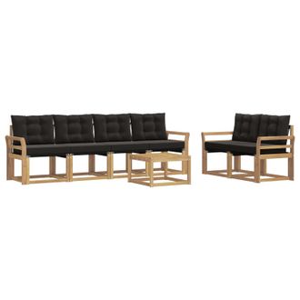 vidaXL Conjunto De Sof&aacute;s De Exterior Con Coj&iacute;n 7 Pcs Blanco Y Negro Vidaxl