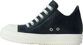 Rick Owens Schoenen, Dames, Zwart, 36 EU, Leer, Textured Leather Low-Top Sneakers