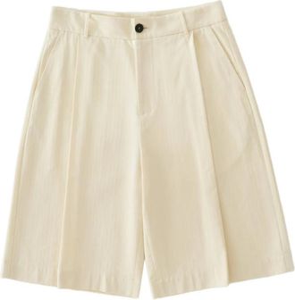 STUDIO NICHOLSON Fowld Pleat Herringbone Shorts