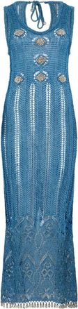 Paco Rabanne Midi jurk gehaakt - Dames - Casual kleedjes - Blauw - XS - Leer - Kleedjes