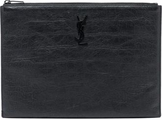 Saint Laurent Pre-owned Clutches, female, Black, Size: ONE SIZE Pre-owned Leather Pouch