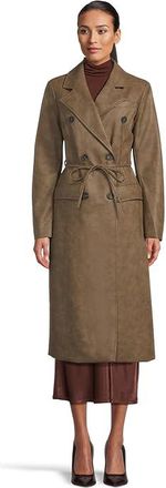 Avec Les Filles Belted Faux Leather Trench Coat Womens Coat Java : MD, Polyurethane