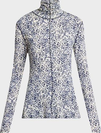Proenza Schouler Audrey Printed Jersey Turtleneck