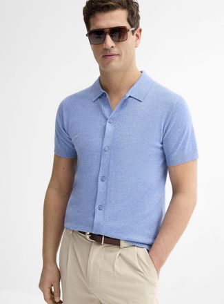 Lindbergh Mens Ultra-soft polo-collar Cardigan Sweater