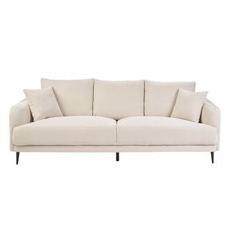 Miliboo Sof&aacute; De Dise&ntilde;o De 3 Plazas De Tela De Terciopelo Beige Y Metal Negro Jerry