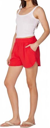 bobi Elastic Waist Pocket Short In Barn Red