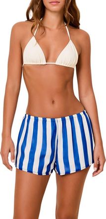 Solid & Striped The Colette Reversible Cover-Up Shorts in Blue Stripe/dot at Nordstrom, Size X-Large