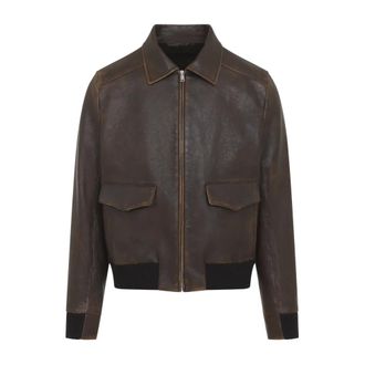 Prada Heren, Jassen, Bruin, Maat: XL Leer