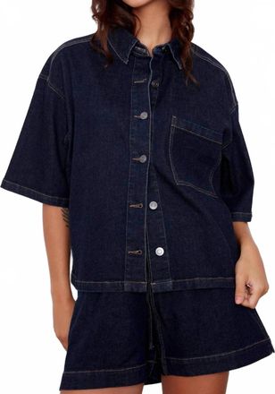RD Style Loraine Short Sleeve Top In Denim Wash