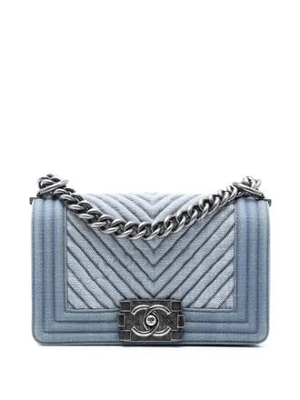 Chanel 2014-2015 Small Chevron Denim Boy Flap crossbody bag - Blue