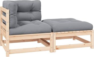 vidaXL Juego De Muebles De Jard&iacute;n 2 Pzas Y Cojines Madera Pino Maciza Vidaxl