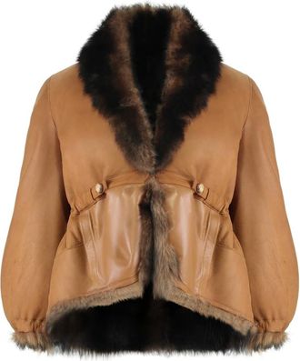 Fendi Leather Jackets, female, Brown, XS, Eco-fur Jacket