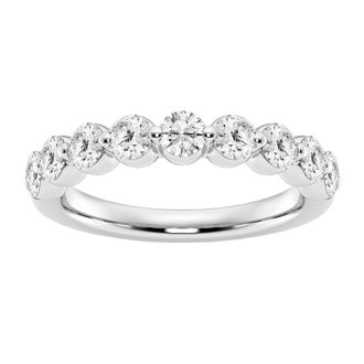Grown Brilliance 1.00 Caratt 14K White Gold Round Cut Lab Grown Diamond Half Eternity Band for Women- Color/Clarity-G+VS