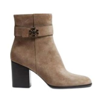 Tory Burch Schoenen, Dames, Beige, 39 1/2 EU, Georgia Enkellaars met Hak 55 mm
