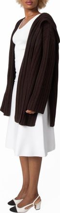 Ferragamo Rib-Knit Hooded Cardigan, Size X-Large