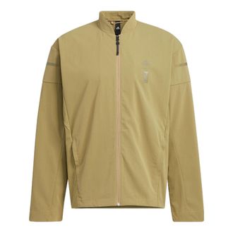 adidas Mens adidas Chest Logo Stand Collar Zipper Long Sleeves Jacket Brown HM5171