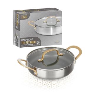 KASANOVA Tegame 20 cm triplo strato Tri Ply - Gold con coperchio