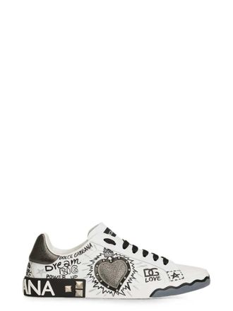 Dolce & Gabbana Sneakers Portofino Basse Con Patch A Forma Di Cuore