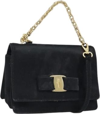 Ferragamo Pre-owned Shoulder Bags, female, Black, Size: ONE SIZE Pre-owned Satin Shoulder Bag