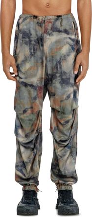 Diesel Cargo pants in printed fabric - Pants - Man - Green