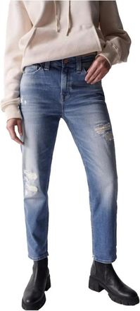 Salsa Slim-fit Jeans - Dames - Cropped Jeans - Blauw - W26 L28 - Katoen - Jeans