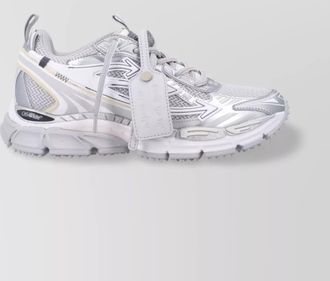 Off-white mesh rubber sneakers pull tab reflective