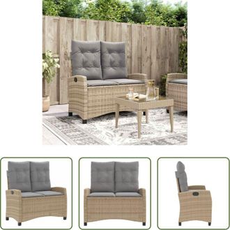 vidaXL vidaXL Seduta da giardino - Panca Reclinabile da Giardino con Cuscini Beige in Polyrattan
