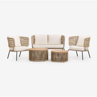 Sklum Conjunto De Sal&oacute;n De 5 Piezas Con Sof&aacute; De 2 Plazas, 2 Sillones Y 2 Mesas De Centro Calipso Sklum