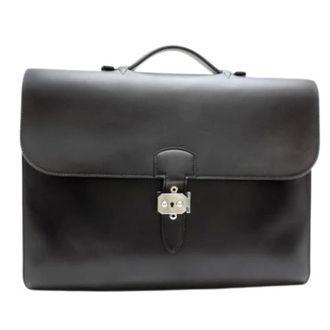 Herm&egrave;s Pre-owned Vintage Aktetas - Heren - Pre-owned - Zwart - Maat: ONE Size Zijde