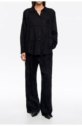 Bimba & Lola Embroidered Jogger Trousers in Black at Nordstrom, Size Large Eu