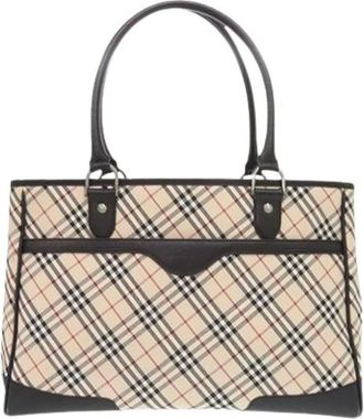 Burberry Pre-owned Tote Bags, female, Beige, Size: ONE SIZE Pre-owned Canvas Tote Bag