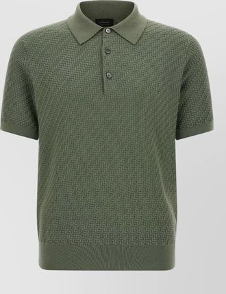 Brioni silk cashmere woven polo shirt